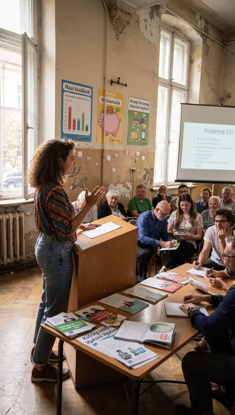 Kép egy pénzügyi szakértőről, aki tanácsokat ad a pénzkezelésről.